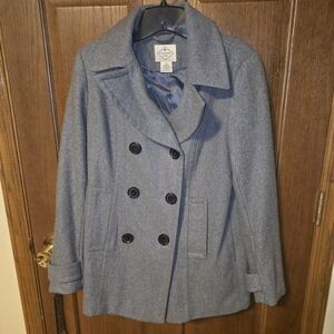 NWOT Women's St. John's Bay Light Gray Pea Coat - Size Small - Pockets - Lined